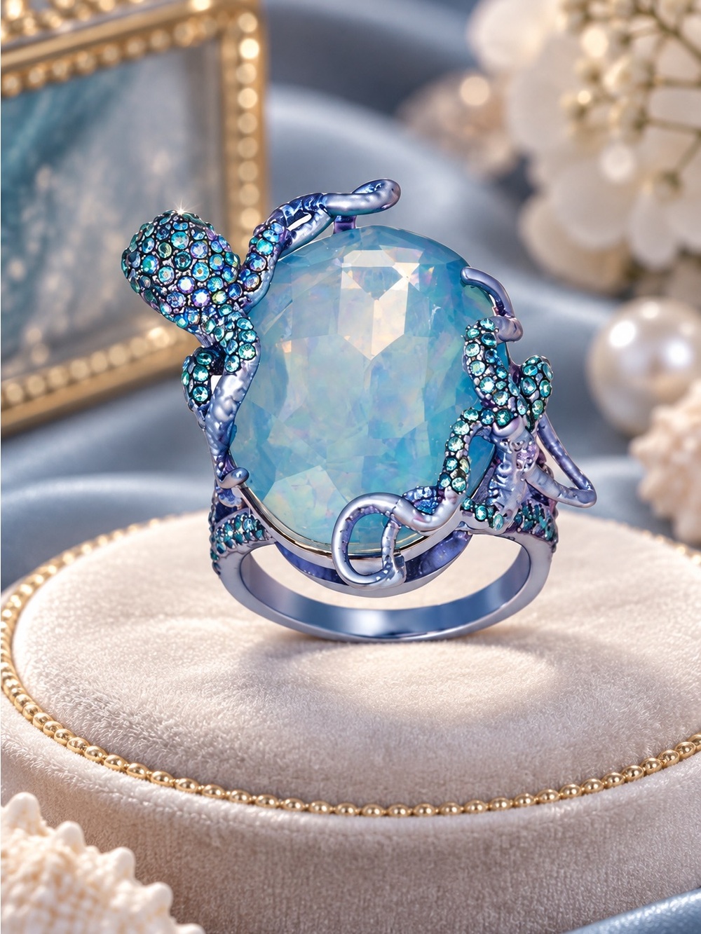 Simply Vera Vera Wang Sea & Myth Retired Octopus Cocktail Ring NWT